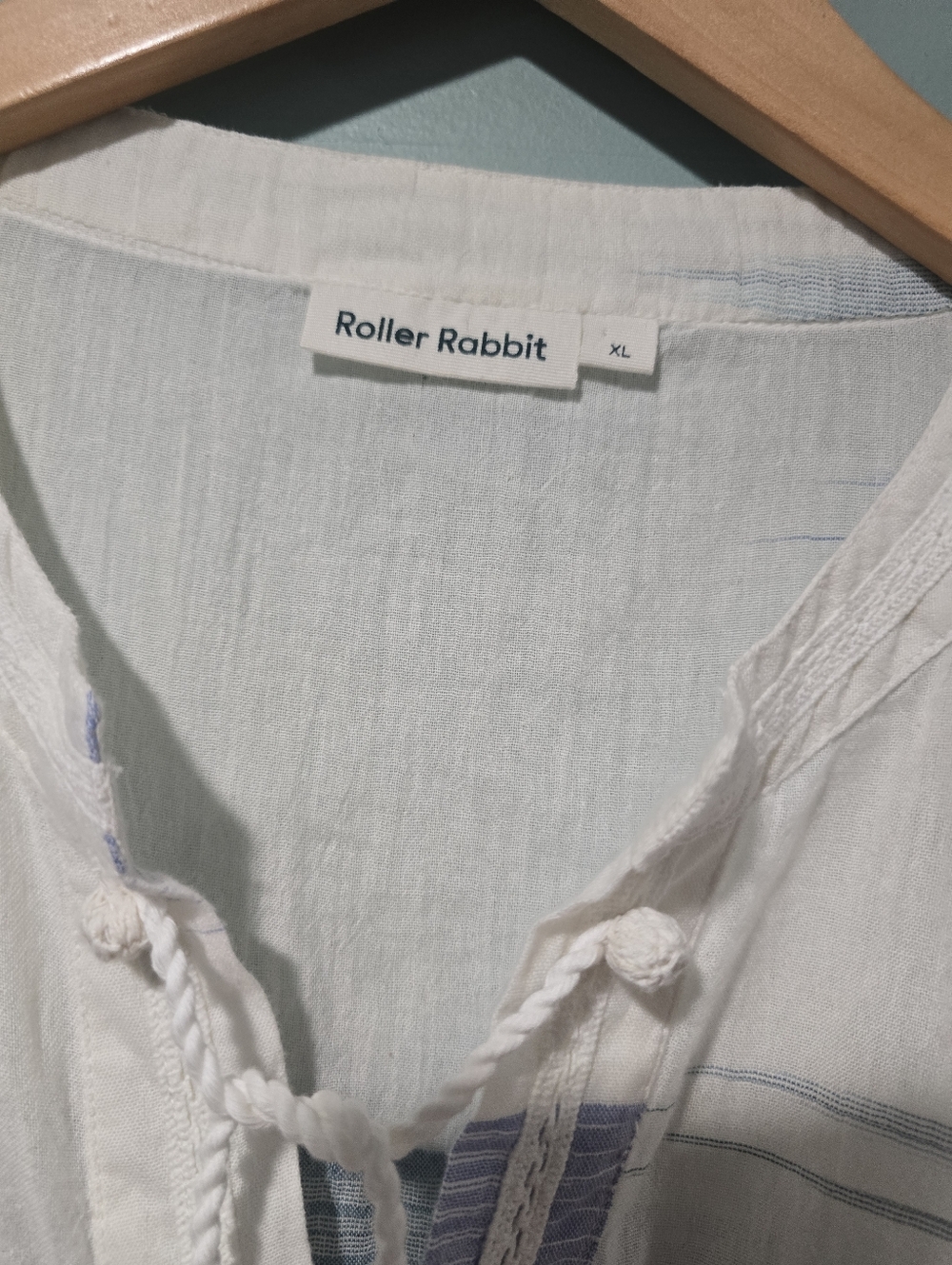Roberta Roller Rabbit Saga Harbor Jadu Long Kurta Kaftan Cover-up Coastal XL - Picture 2 of 2